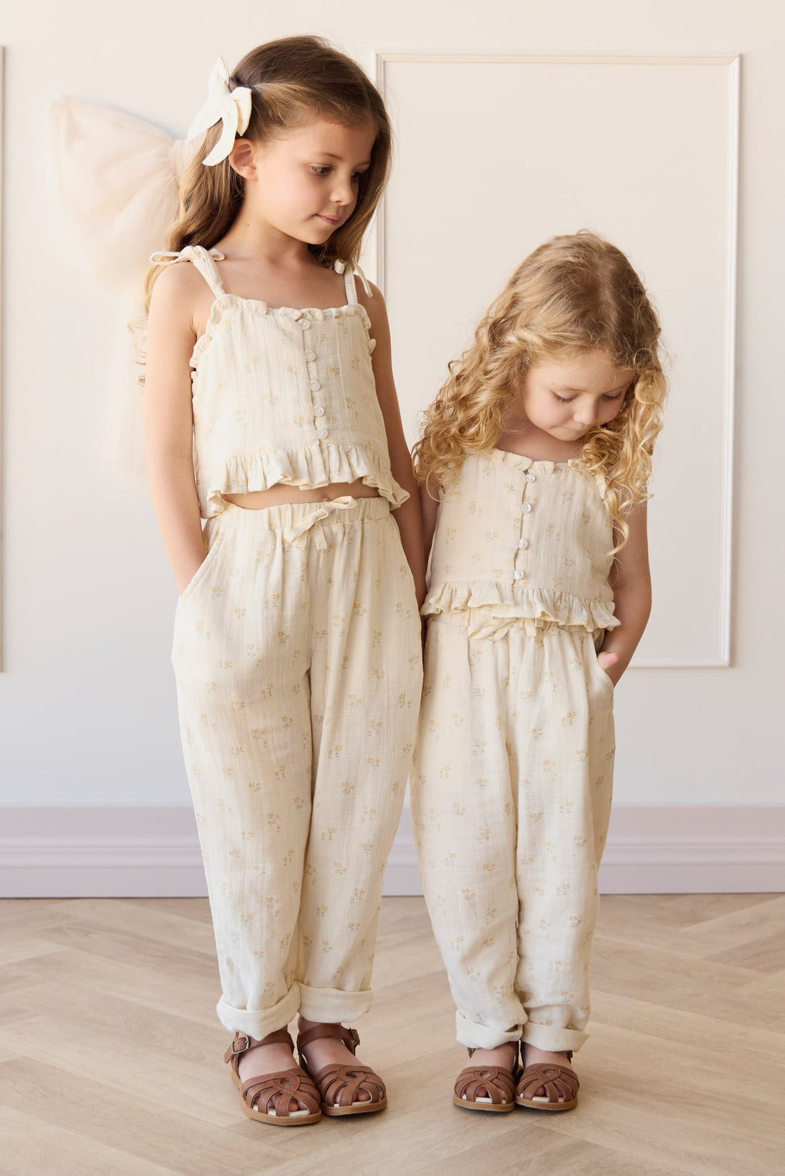Organic Cotton Muslin Cordelia Pant - Pauline Chamomile Childrens Pant from Jamie Kay Australia