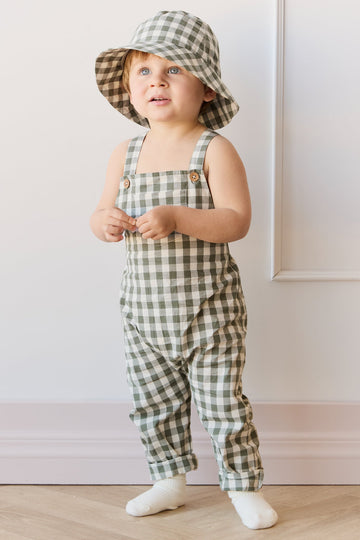 Organic Cotton Kingston Overall - Gingham Grape Leaf Childrens Overall from Jamie Kay Australia