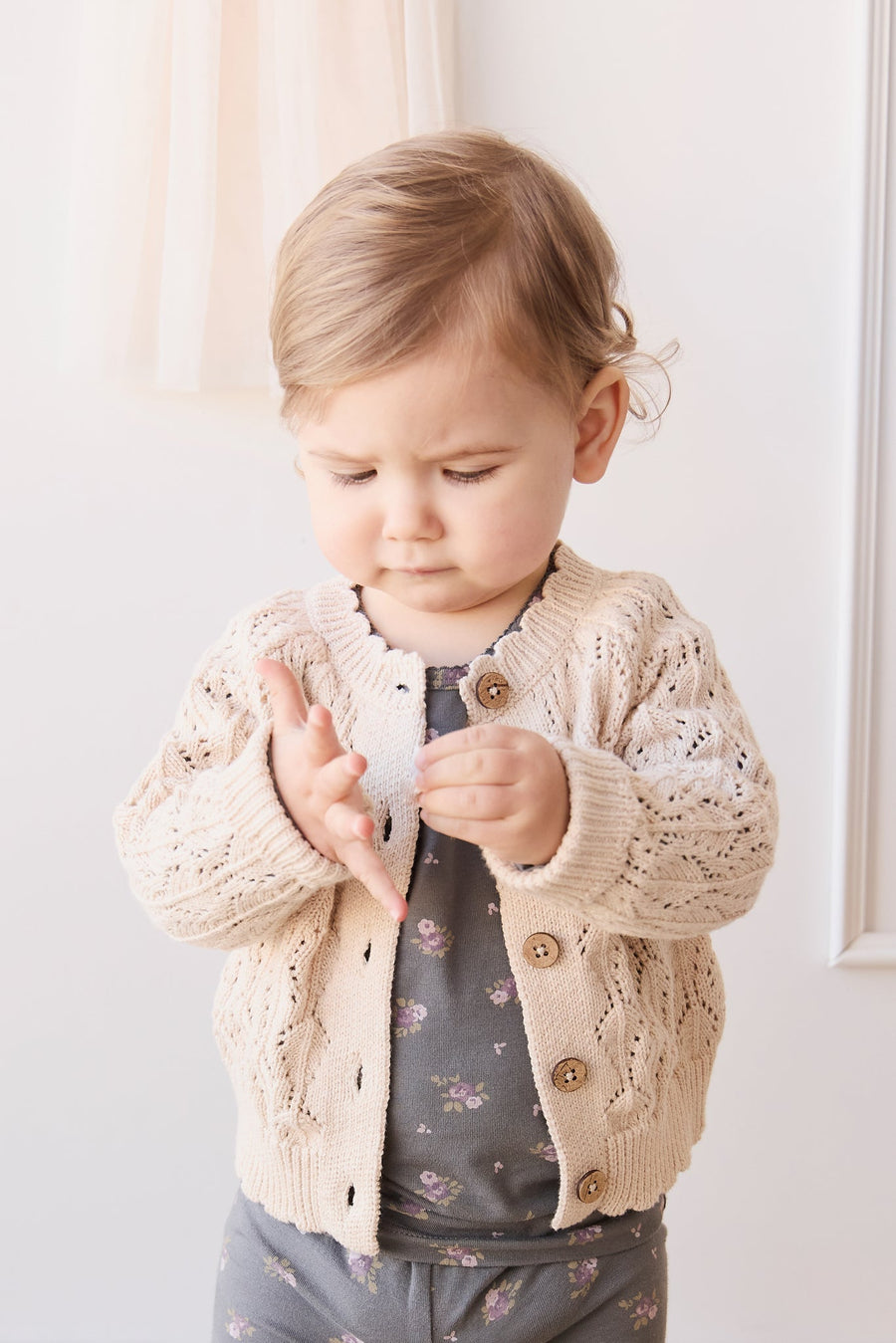 Livvy Cardigan - Light Oatmeal Marle Childrens Cardigan from Jamie Kay Australia