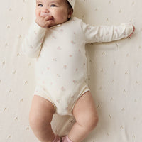 Organic Cotton Long Sleeve Bodysuit - Meredith Egret Childrens Bodysuit from Jamie Kay Australia