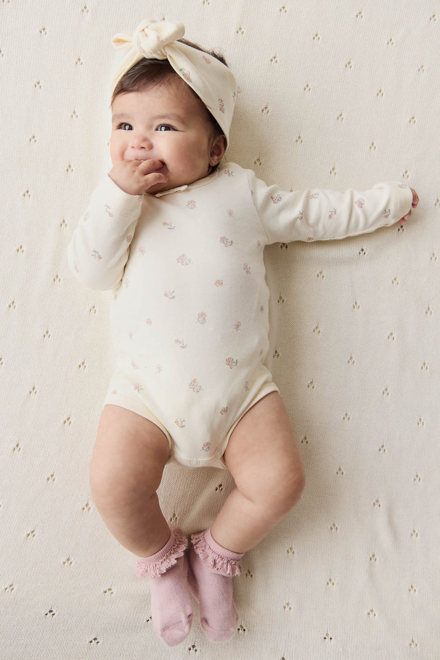 Organic Cotton Long Sleeve Bodysuit - Meredith Egret Childrens Bodysuit from Jamie Kay Australia