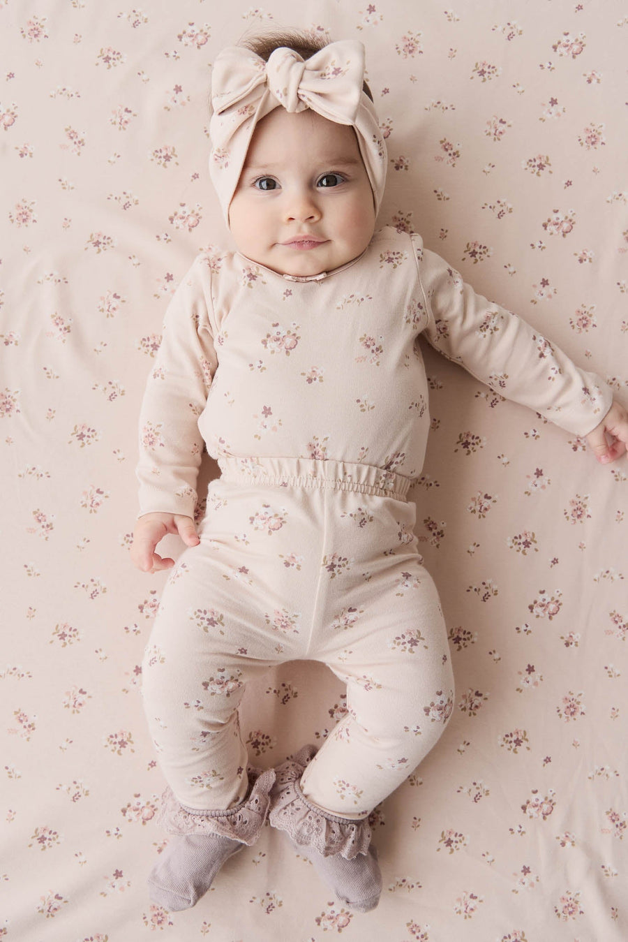 Organic Cotton Everyday Legging - Petite Fleur Soft Peony Childrens Legging from Jamie Kay Australia