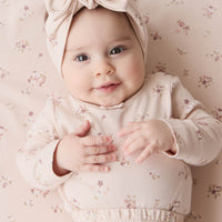 Organic Cotton Long Sleeve Bodysuit - Petite Fleur Soft Peony Childrens Bodysuit from Jamie Kay Australia