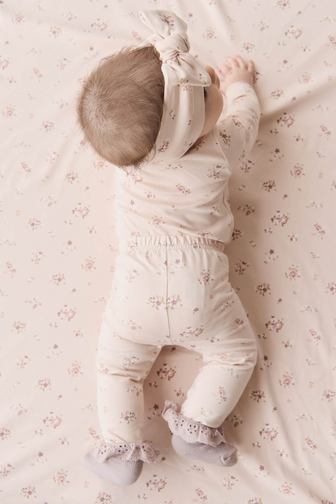 Organic Cotton Long Sleeve Bodysuit - Petite Fleur Soft Peony Childrens Bodysuit from Jamie Kay Australia