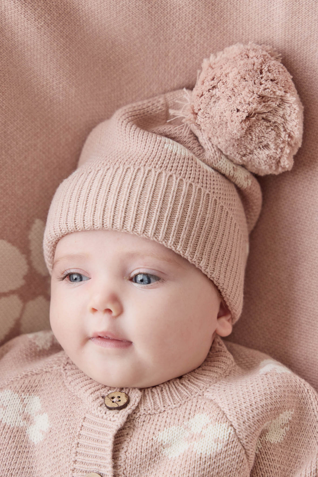 Addison Beanie - Frankie Knit Rose Childrens Beanie from Jamie Kay Australia