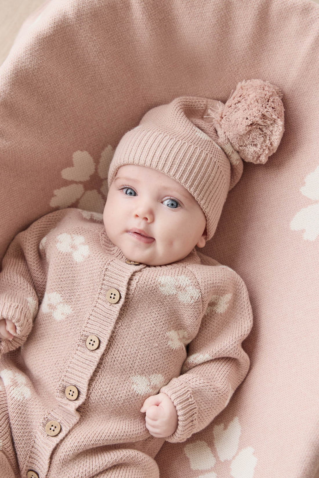 Addison Beanie - Frankie Knit Rose Childrens Beanie from Jamie Kay Australia