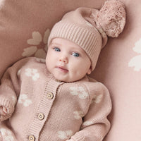 Addison Beanie - Frankie Knit Rose Childrens Beanie from Jamie Kay Australia