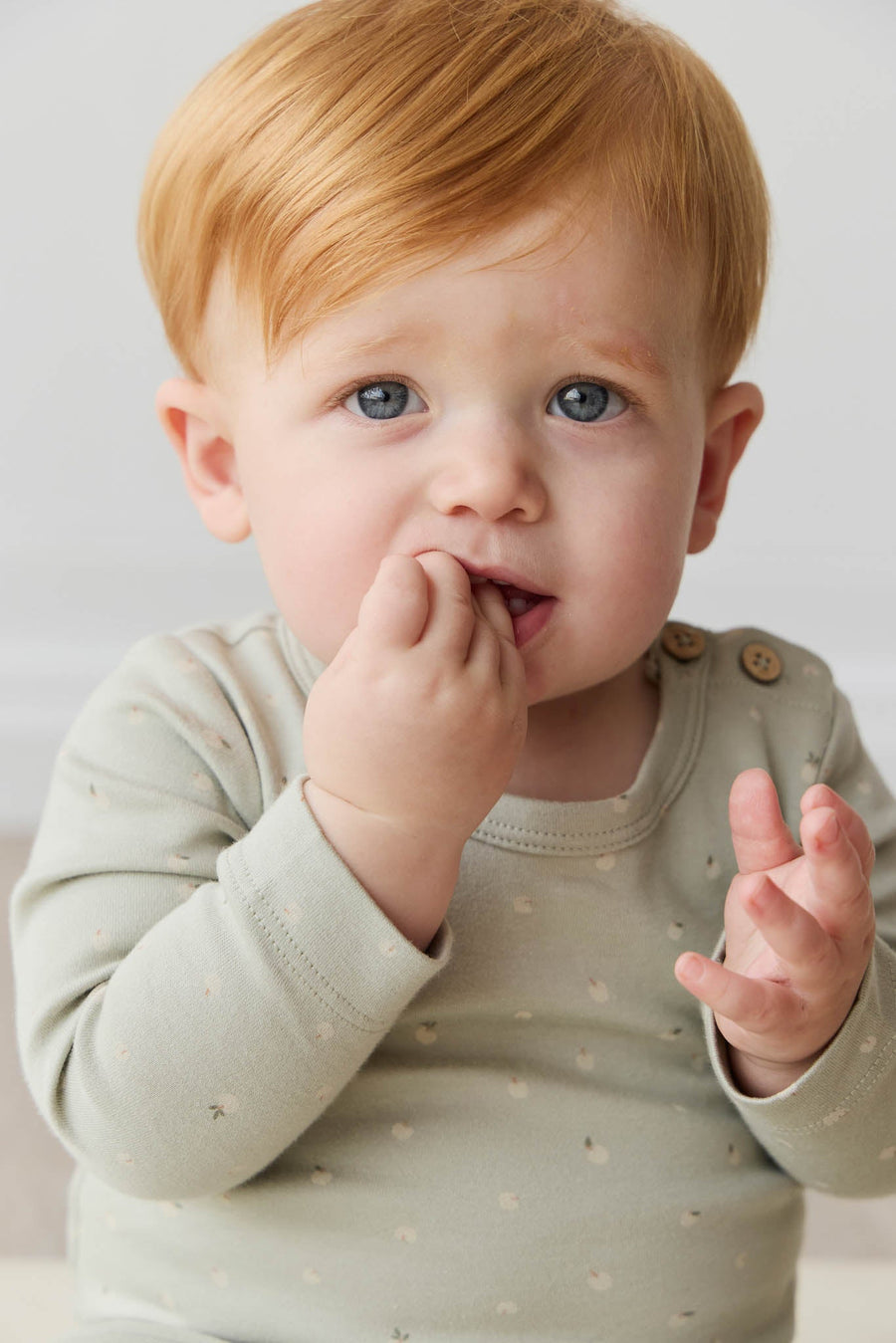 Organic Cotton Fernley Bodysuit - Fresh Apples Abbey Stone Childrens Bodysuit from Jamie Kay Australia