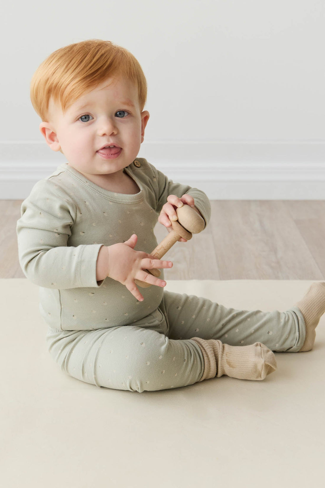 Organic Cotton Fernley Bodysuit - Fresh Apples Abbey Stone Childrens Bodysuit from Jamie Kay Australia