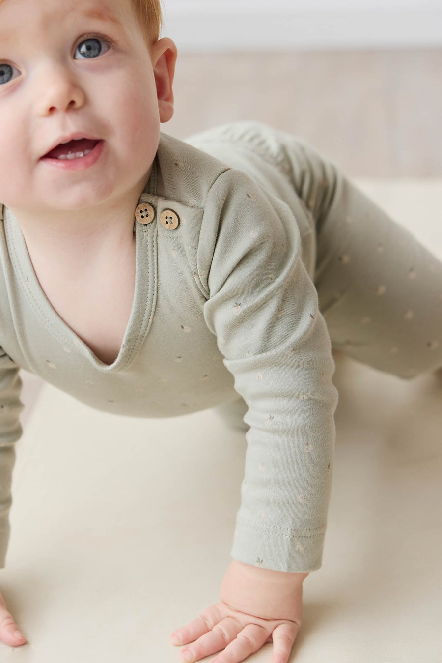 Organic Cotton Fernley Bodysuit - Fresh Apples Abbey Stone Childrens Bodysuit from Jamie Kay Australia