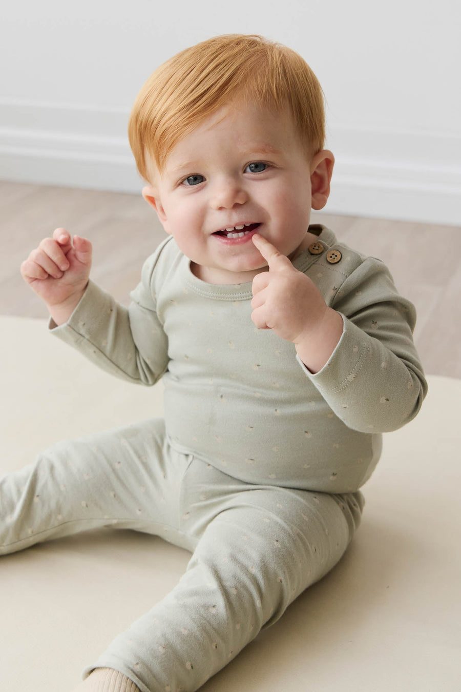 Organic Cotton Fernley Bodysuit - Fresh Apples Abbey Stone Childrens Bodysuit from Jamie Kay Australia