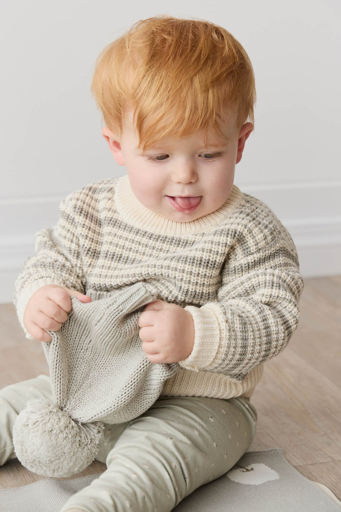 Leon Jumper - Harvest Stripe Moss/Cassava Childrens Jumper from Jamie Kay Australia