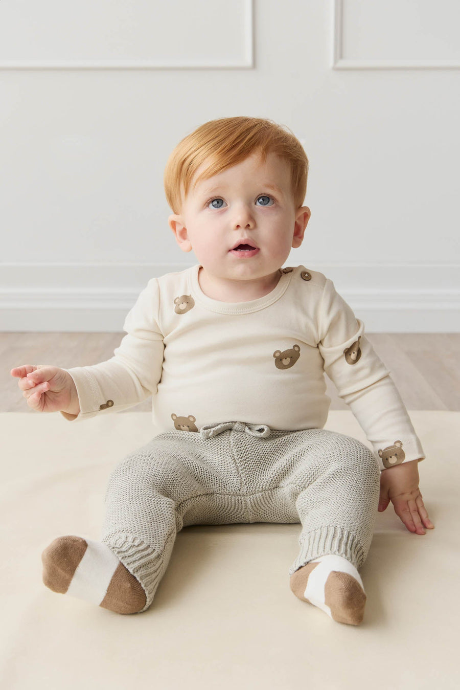 Organic Cotton Fernley Bodysuit - Bobbie Bear Tofu Childrens Bodysuit from Jamie Kay Australia