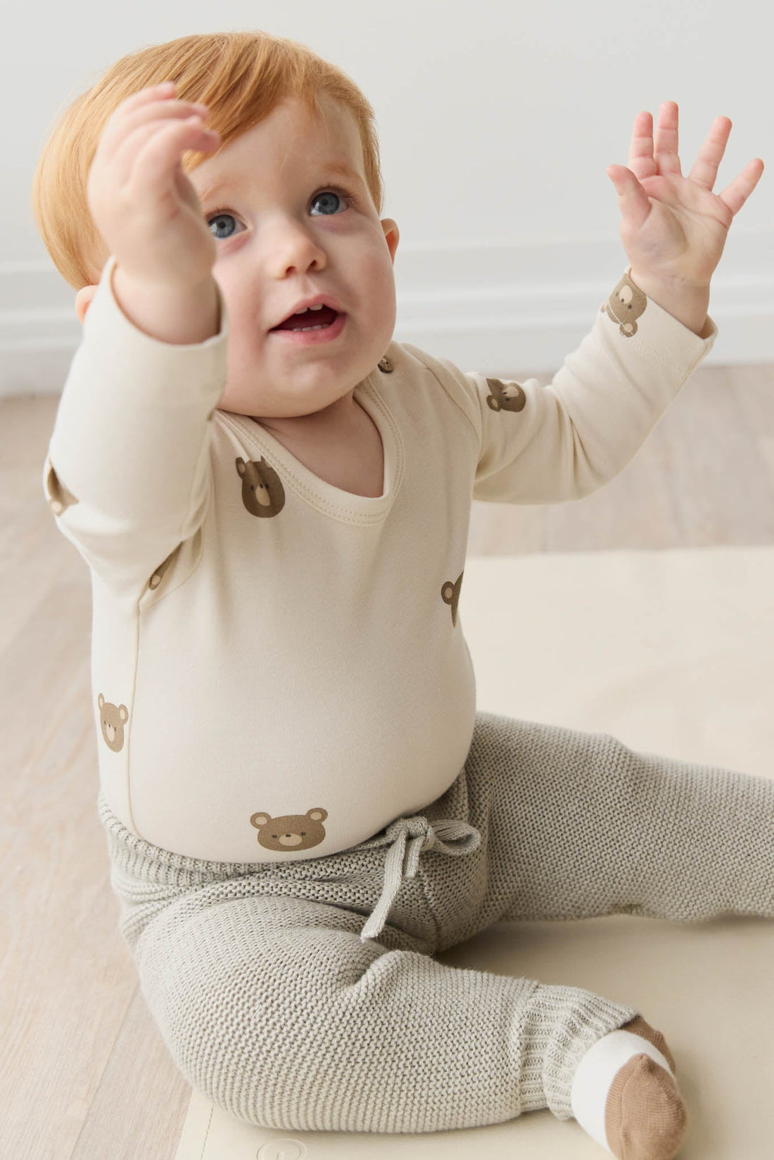 Organic Cotton Fernley Bodysuit - Bobbie Bear Tofu Childrens Bodysuit from Jamie Kay Australia