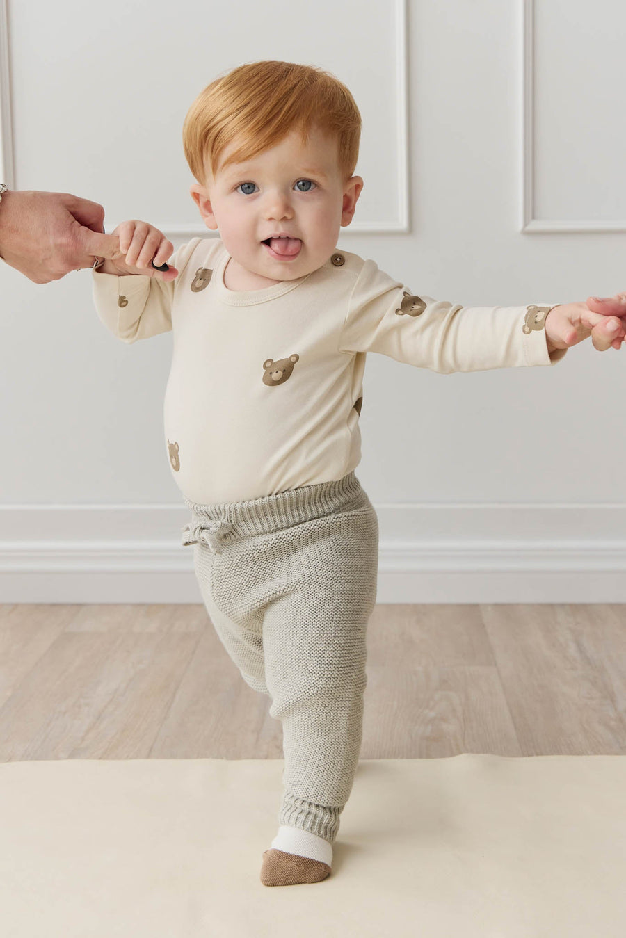 Organic Cotton Fernley Bodysuit - Bobbie Bear Tofu Childrens Bodysuit from Jamie Kay Australia