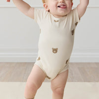 Organic Cotton Hudson Short Sleeve Bodysuit - Bobbie Bear Tofu Childrens Bodysuit from Jamie Kay Australia