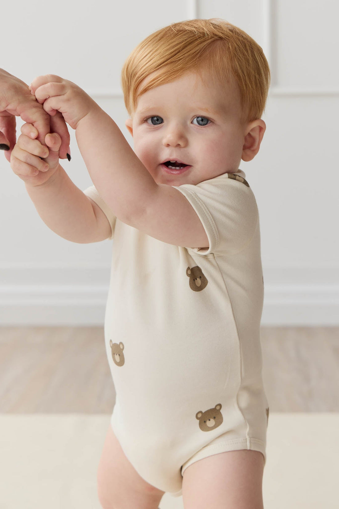 Organic Cotton Hudson Short Sleeve Bodysuit - Bobbie Bear Tofu Childrens Bodysuit from Jamie Kay Australia