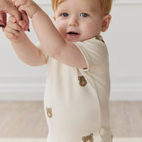 Organic Cotton Hudson Short Sleeve Bodysuit - Bobbie Bear Tofu Childrens Bodysuit from Jamie Kay Australia