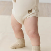 Organic Cotton Hudson Short Sleeve Bodysuit - Bobbie Bear Tofu Childrens Bodysuit from Jamie Kay Australia