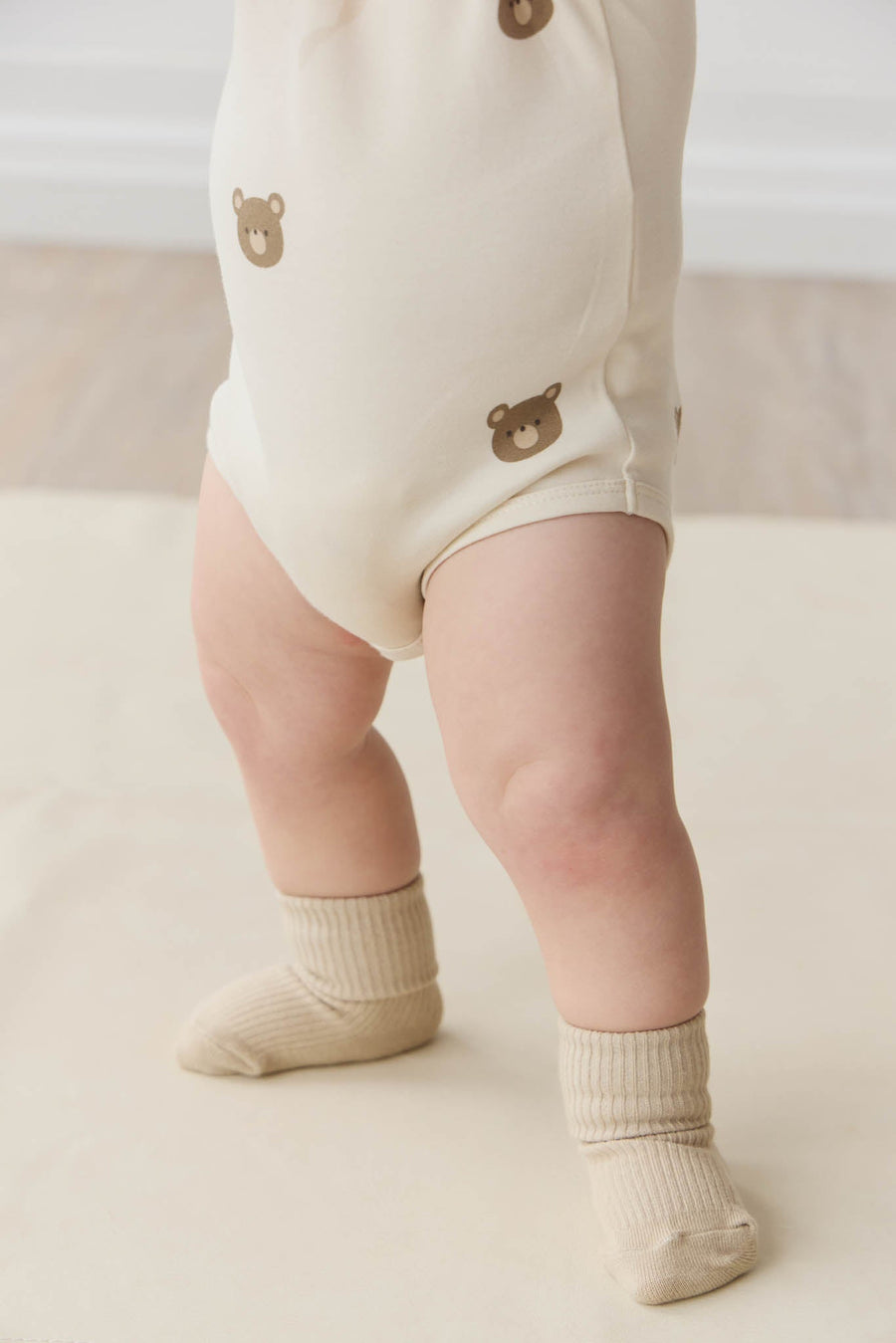 Organic Cotton Hudson Short Sleeve Bodysuit - Bobbie Bear Tofu Childrens Bodysuit from Jamie Kay Australia