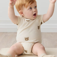 Organic Cotton Hudson Short Sleeve Bodysuit - Bobbie Bear Tofu Childrens Bodysuit from Jamie Kay Australia