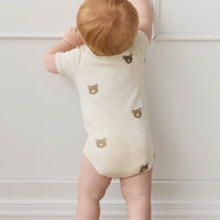 Organic Cotton Hudson Short Sleeve Bodysuit - Bobbie Bear Tofu Childrens Bodysuit from Jamie Kay Australia