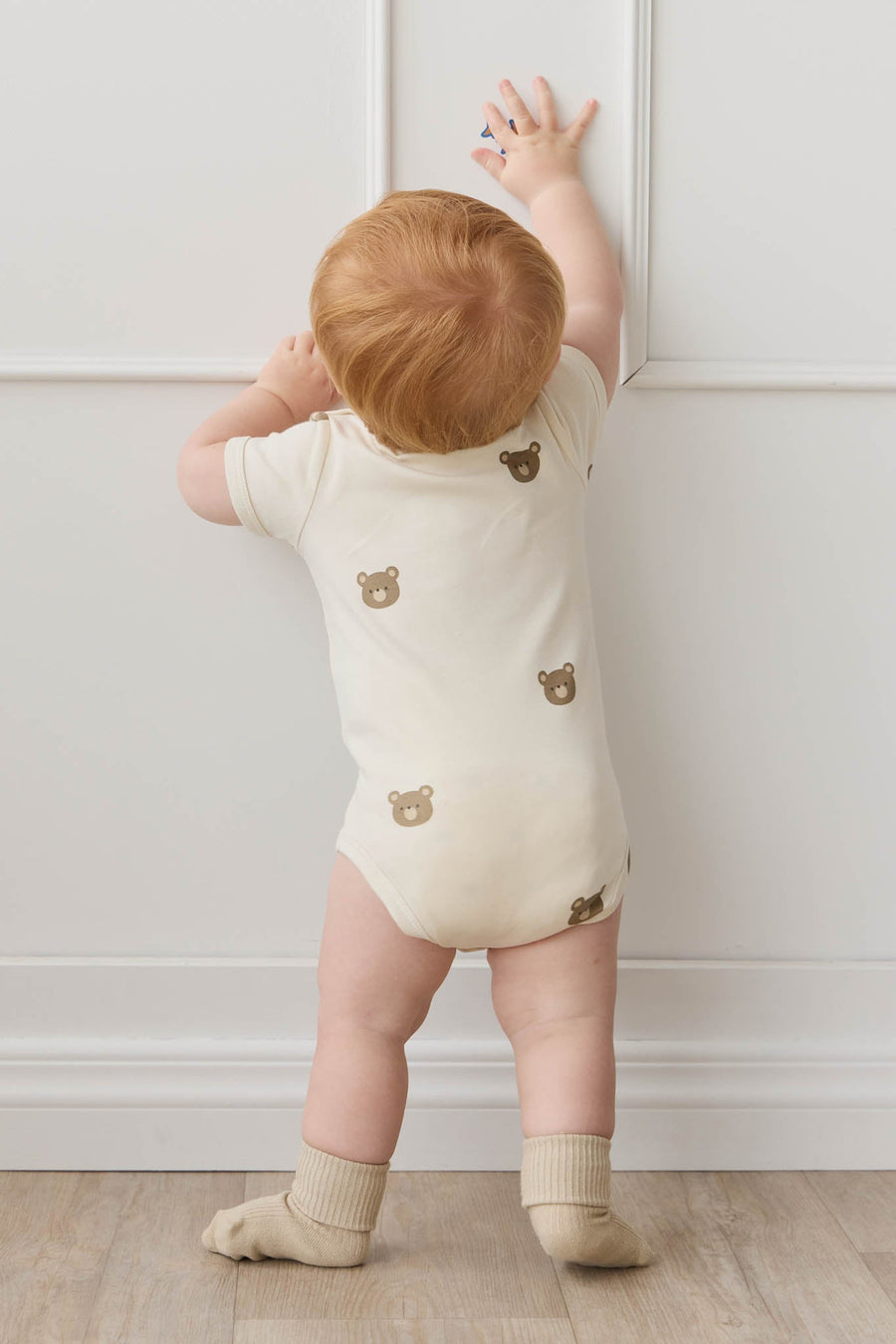 Organic Cotton Hudson Short Sleeve Bodysuit - Bobbie Bear Tofu Childrens Bodysuit from Jamie Kay Australia