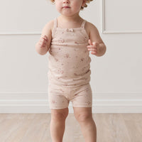 Organic Cotton Everyday Bike Short - Petite Fleur Soft Peony Childrens Short from Jamie Kay Australia