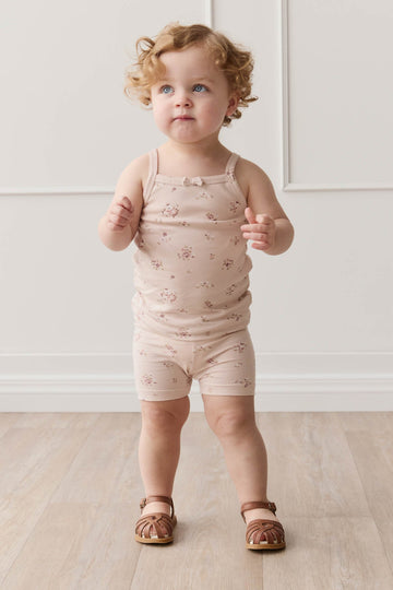 Organic Cotton Everyday Bike Short - Petite Fleur Soft Peony Childrens Short from Jamie Kay Australia