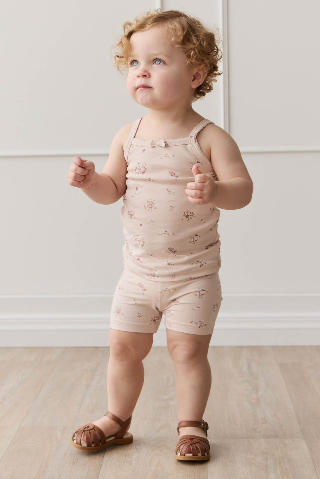 Organic Cotton Everyday Bike Short - Petite Fleur Soft Peony Childrens Short from Jamie Kay Australia