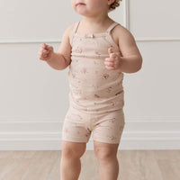 Organic Cotton Everyday Bike Short - Petite Fleur Soft Peony Childrens Short from Jamie Kay Australia