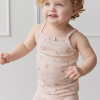 Organic Cotton Singlet - Petite Fleur Soft Peony Childrens Singlet from Jamie Kay Australia