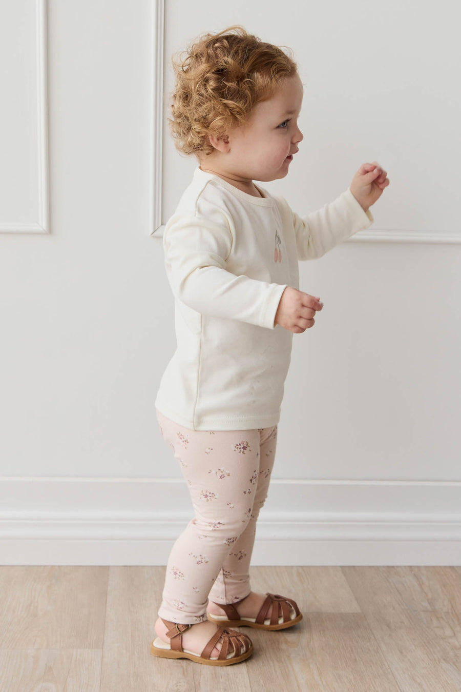 Organic Cotton Everyday Legging - Petite Fleur Soft Peony Childrens Legging from Jamie Kay Australia