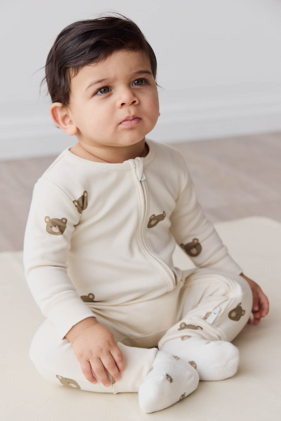 Organic Cotton Reese Onepiece - Bobbie Bear Tofu Childrens Onepiece from Jamie Kay Australia