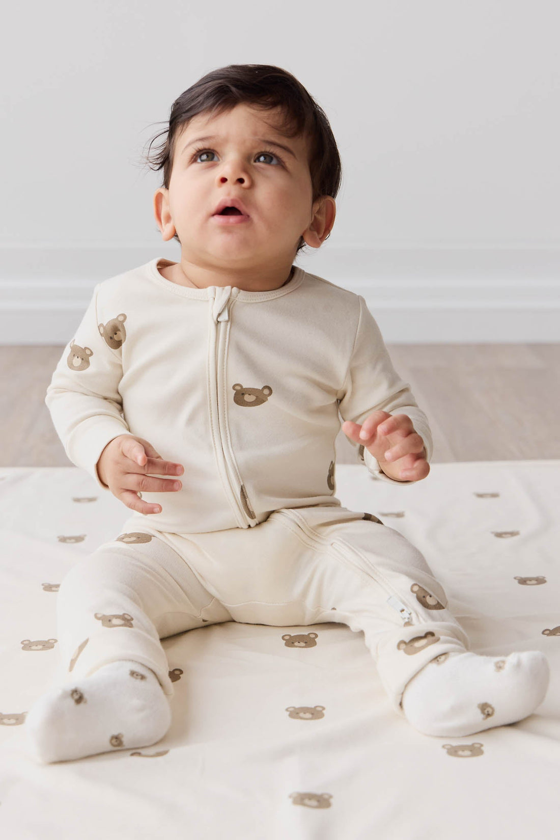 Organic Cotton Reese Onepiece - Bobbie Bear Tofu Childrens Onepiece from Jamie Kay Australia