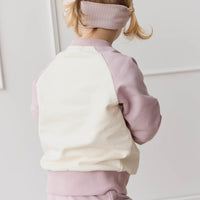 Organic Cotton Tao Sweatshirt - Parchment Kitty Teacup Lilac Childrens Top from Jamie Kay Australia