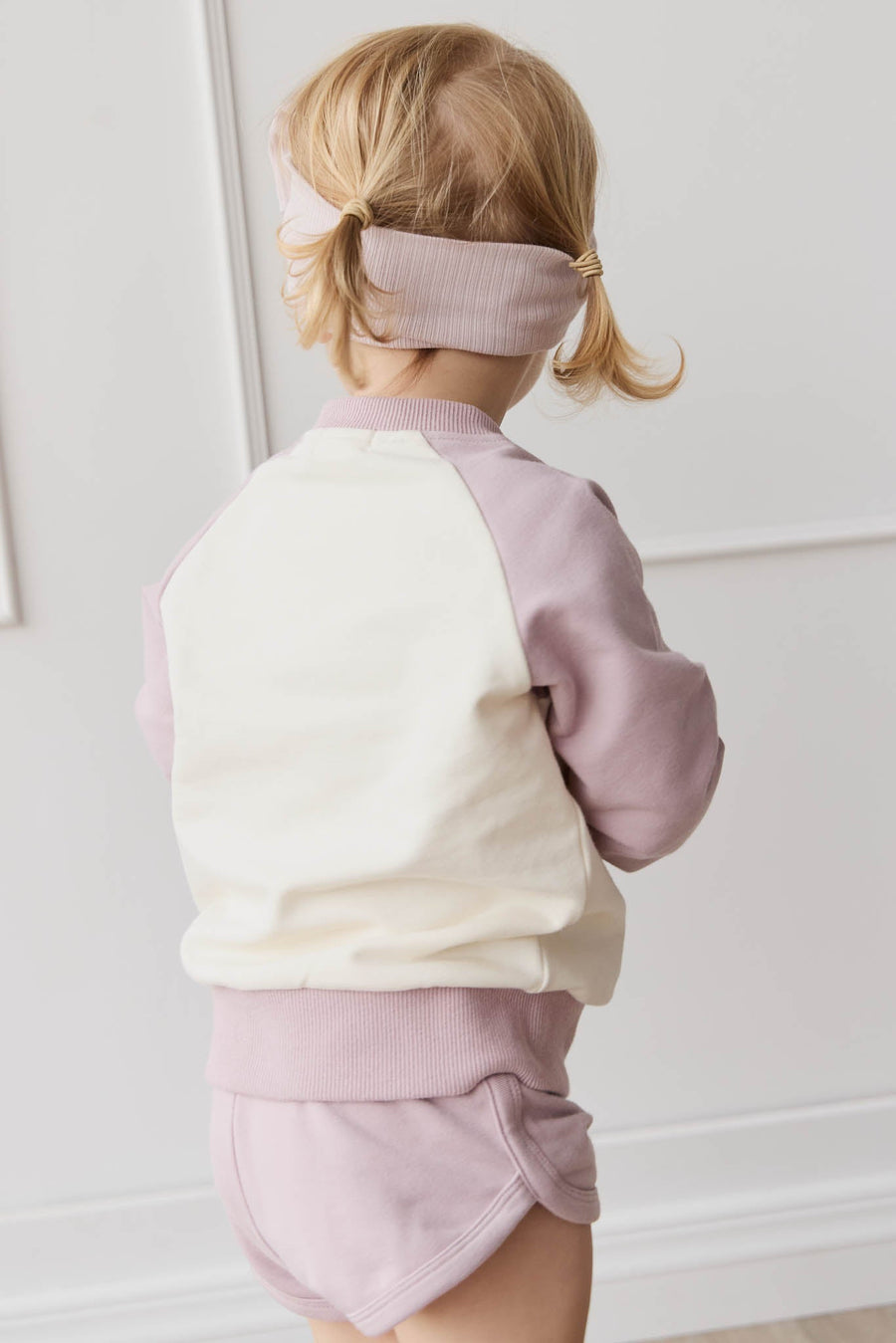 Organic Cotton Tao Sweatshirt - Parchment Kitty Teacup Lilac Childrens Top from Jamie Kay Australia