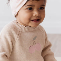 Audrey Jumper - Oatmeal Marle Cherry Love Childrens Jumper from Jamie Kay Australia