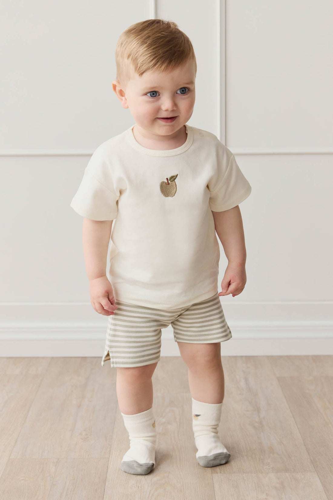 Pima Cotton Hunter Tee - Parchment Fresh Apple Childrens Top from Jamie Kay Australia