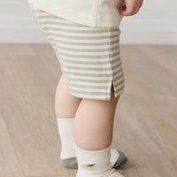 Pima Cotton Marley Short - Narrow Stripe Moss/Cloud Childrens Short from Jamie Kay Australia