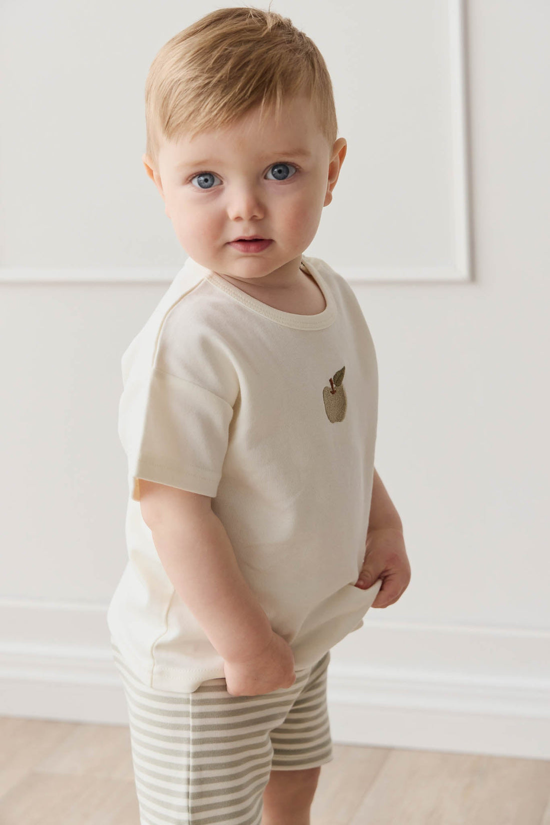 Pima Cotton Hunter Tee - Parchment Fresh Apple Childrens Top from Jamie Kay Australia