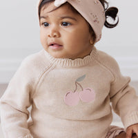 Audrey Jumper - Oatmeal Marle Cherry Love Childrens Jumper from Jamie Kay Australia