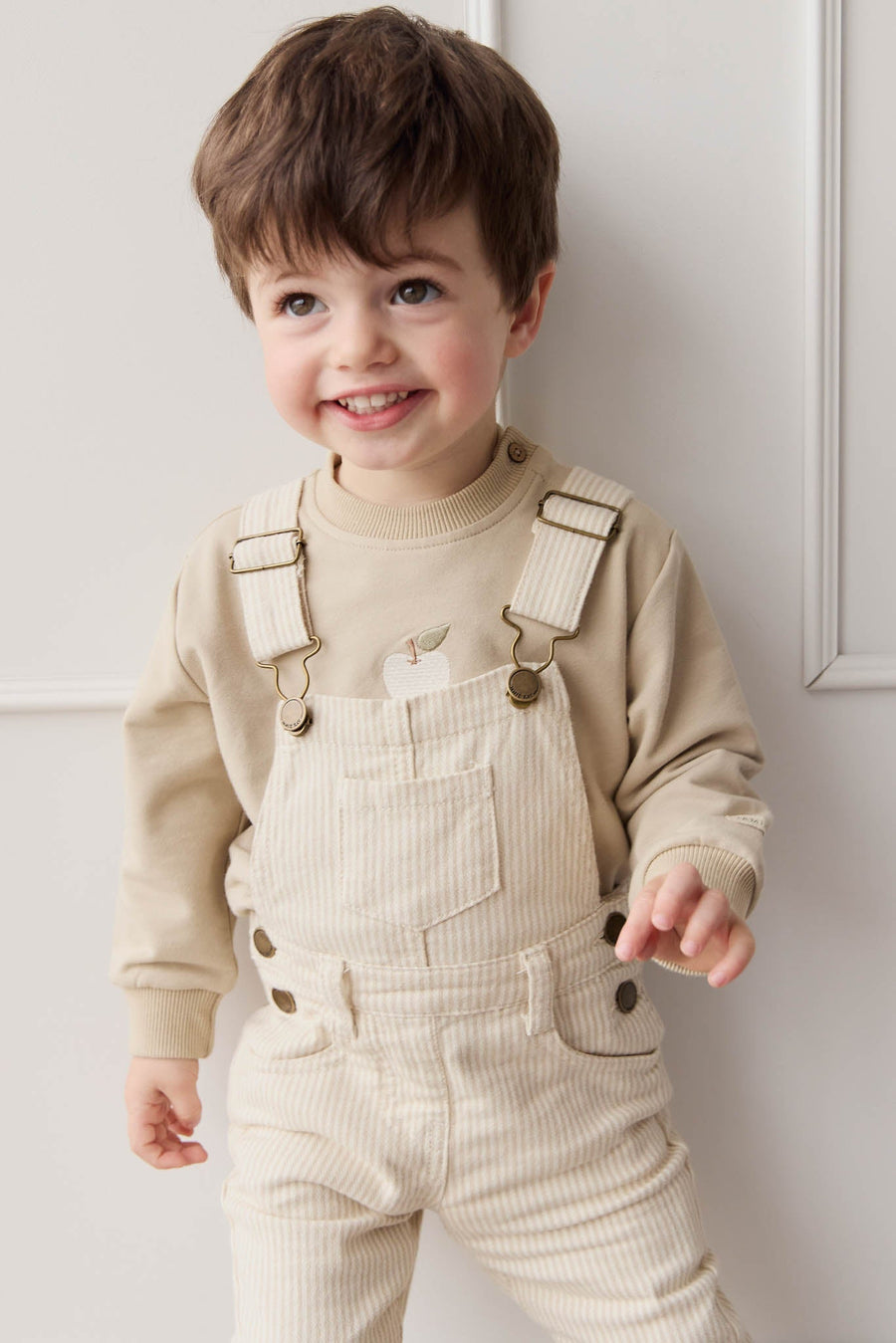 Organic Cotton Jalen Oversized Jumper - Biscuit Fresh Apple Childrens Sweatshirting from Jamie Kay Australia