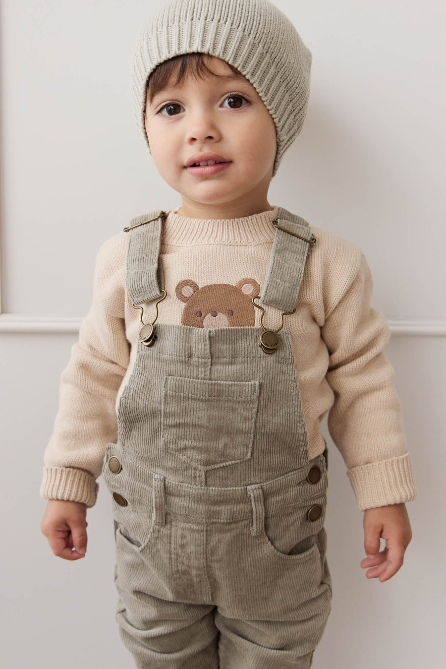 Leon Jumper - Oatmeal Marle Jacquard Bobbie Bear Childrens Jumper from Jamie Kay Australia