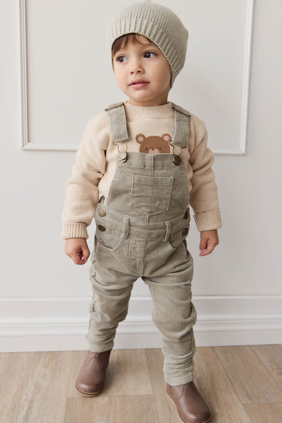 Leon Jumper - Oatmeal Marle Jacquard Bobbie Bear Childrens Jumper from Jamie Kay Australia