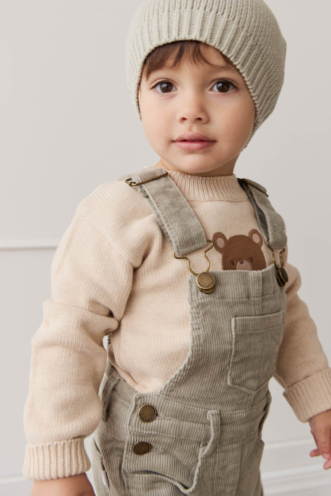 Leon Jumper - Oatmeal Marle Jacquard Bobbie Bear Childrens Jumper from Jamie Kay Australia