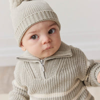 Jack Zip Jumper - Moss Marle Stripe Childrens Jumper from Jamie Kay Australia