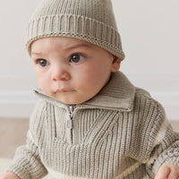 Jack Zip Jumper - Moss Marle Stripe Childrens Jumper from Jamie Kay Australia