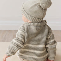 Jack Zip Jumper - Moss Marle Stripe Childrens Jumper from Jamie Kay Australia