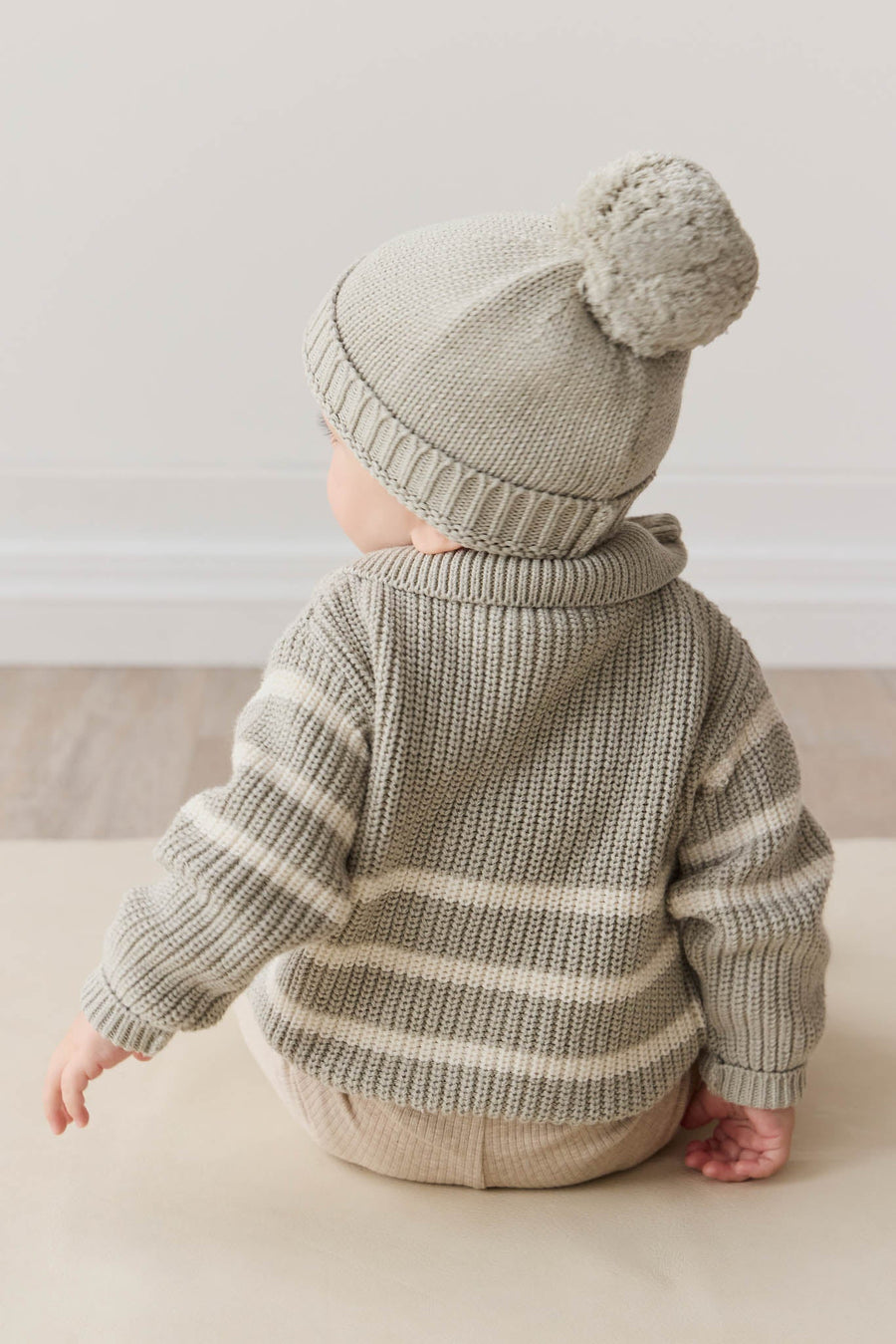 Jack Zip Jumper - Moss Marle Stripe Childrens Jumper from Jamie Kay Australia